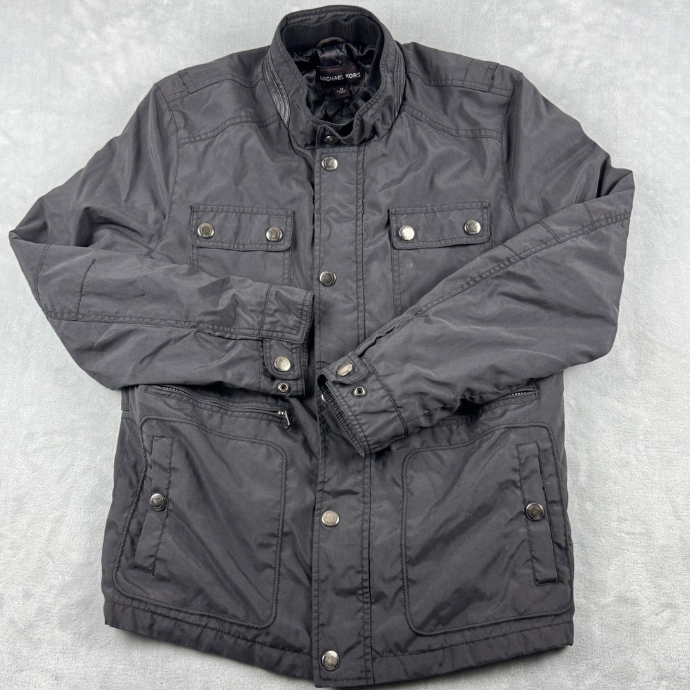 Michael Kors Men's Utility Full Zip and Button Snap Jacket with Pockets Size‎ M - Picture 4 of 12